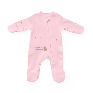 Baby Cotton Sleeper Romper Two-Way Zipper, Swaddle System, Fold-Over Cuffs