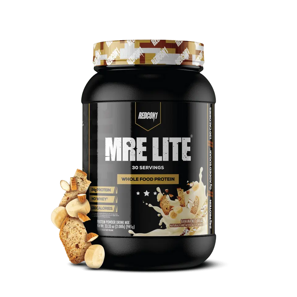 Redcon1 MRE Lite Whole Food Protein Powder Meal Replacement - Whey-Free, Dairy-Free, Low-Calorie, 30 Servings, Chicken & Salmon Infused - Adult Gym Workout Fitness Muscle Building Supplements