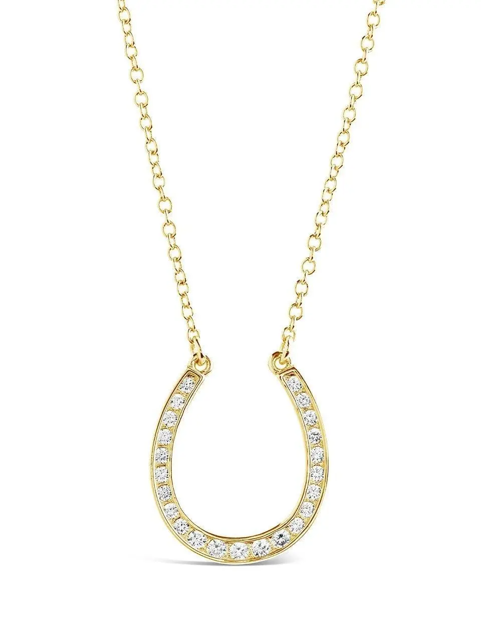 Sterling Forever CZ Horseshoe Pendant Necklace