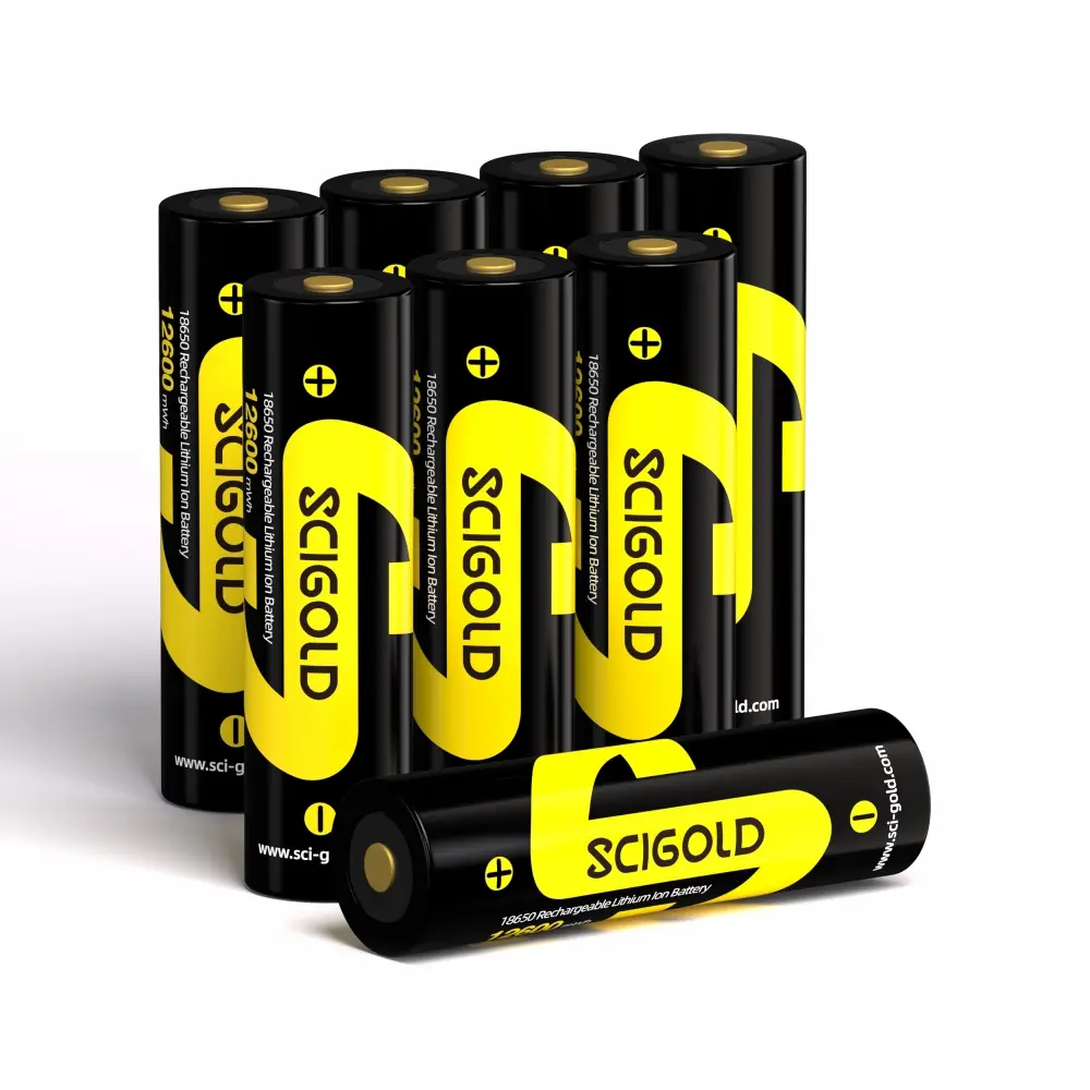 Scigold 3.6V Button Top 18650 Lithium Compatible Battery - 12600mWh High Capacity Long Lasting Rechargeable for Flashlights, Bluetooth Speakers (4-20pcs Multiple Packs) Device Charging Power Source