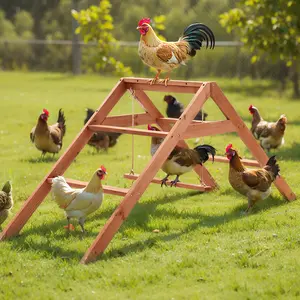 PawGiant Extra Large Chicken Roosting Bars, 69" Wooden Chicken Roosting Ladder with Swing, Chicken Perches Activity Play Set for Coop Accessories, Fun Roost Toys for Hens, Easy to Assemble & Clean, National Pet Day