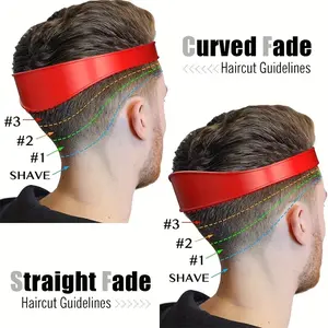 2pcs Men's Red Silicone Haircut Band - Flexible, Curved Hair Trimming Guide for DIY Home & Travel Use, Soft Grip Hair Styling Tool