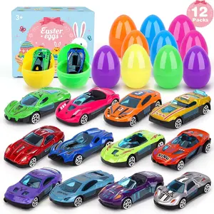 12 Pack Easter Gifts for Kids,Racing Car, Easter Basket Stuffers,Prefilled Easter Eggs,Party Favors for Kids Classroom,Toys for 3+ Years Old Boys & Girls