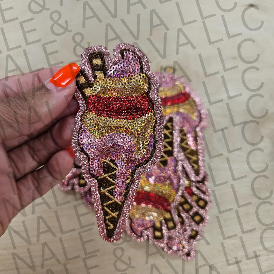 Sequin Ice Cream Cone Hat Patch (1 Patch) Sequin Ice Cream Cone Hat Patch (1 Patch)