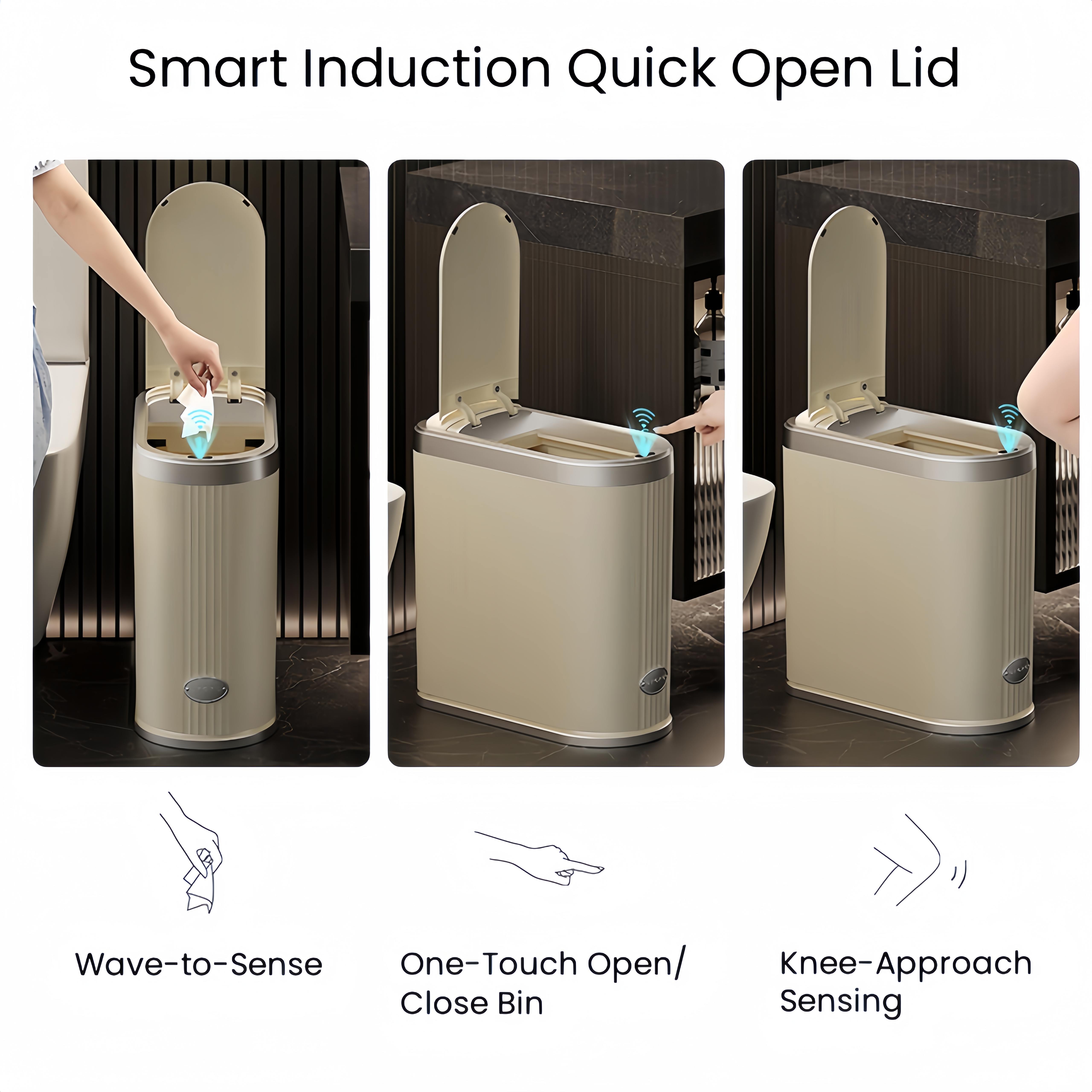 UFORU Decorate Bathroom Smart Trash Can Sensor Based Intelligent Home Kitchen Toilet with Lid Waterproof Clip Plastic Garbage Bin Touchless smart sensor trash smart  garbage  bin Practical Durable