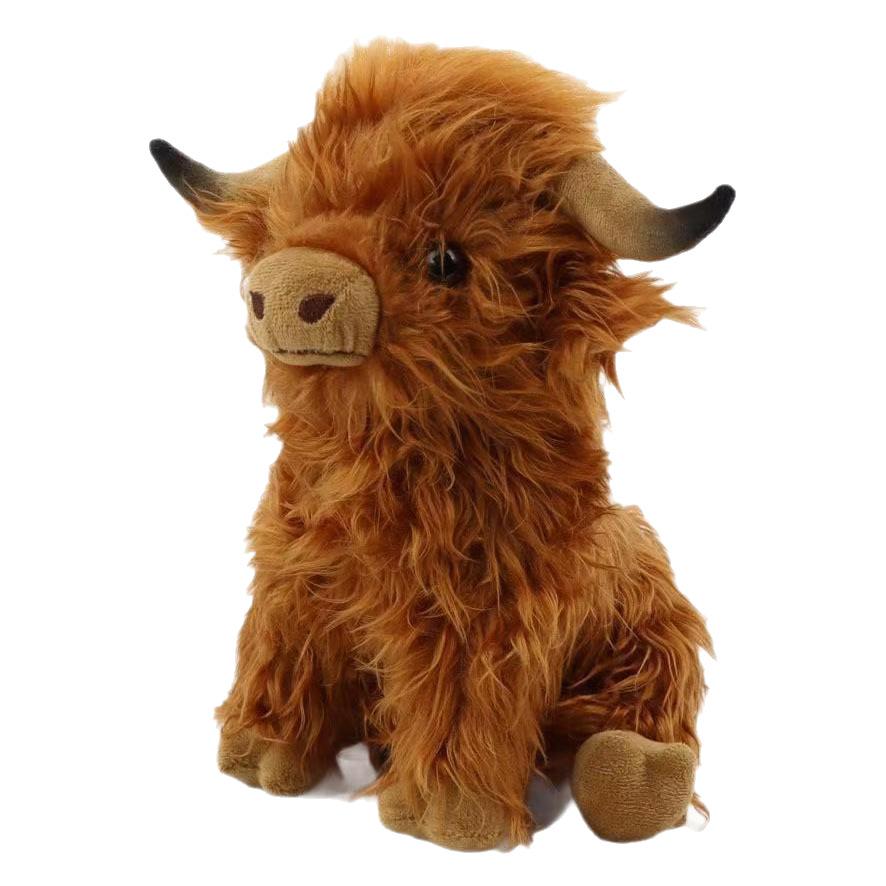 Highland Cow Stuffed Animal Cute Fluffy Cow Plush Figure Toys Realistic Scottish Cow Plush Toy Soft Farm Animal Cattle Plushie Doll Present for Adults Kids Boys Girls