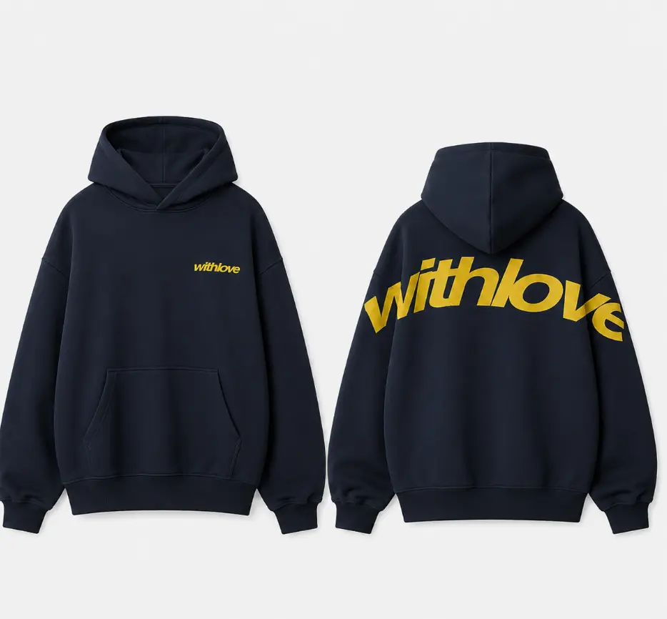 2-Sided With Love Hoodie, Oversized Back Print Graphic, Minimalist Streetwear Design, Heavyweight Unisex Hoodie, Everyday Casual Wear