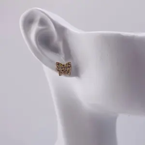 Oroconda Jewelry 14k Gold Butterfly Studs with Zirconias Durable Everyday Wear Elegant and Feminine Design