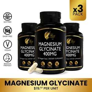 3 Pack of Coco March N.M.D Magnesium Glycinate 400mg - 450 Vegan Capsules per Pack- 90-Day Supply - Gentle Digestion & Optimal Absorption - Vegan Friendly - US Made