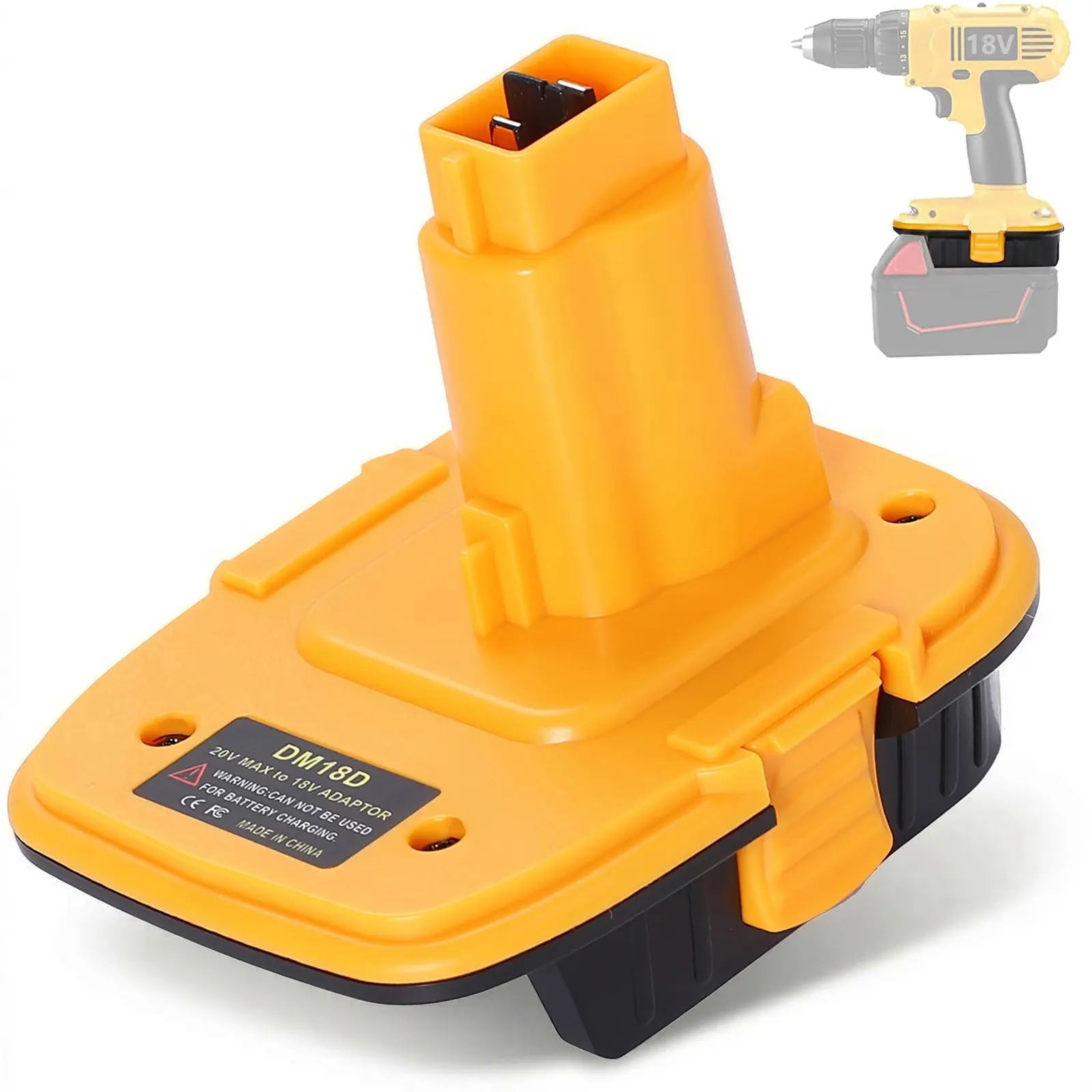 Revive Your DeWalt 18V NiCad Tools, DM18D Battery Adapter, Compatible with DeWalt 20V & Milwaukee 18V Lithium Batteries, Replaces DCA1820 DC9096 (1/2/4 Pack)
