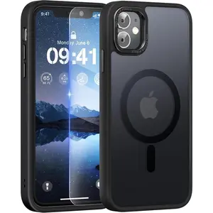 Magsafe iphone case,for iPhone 11 Case Compatible with Magsafe, 360° Full Body Shockproof Heavy Dropproof, Mysterious Black