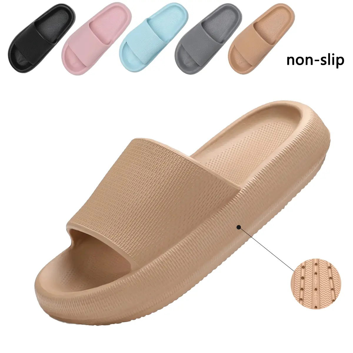 Unisex Pillow Slides, Open Toe Slip On Sandals with Thick Cushioned Non-Slip Sole, Lightweight EVA for Indoor, Outdoor & Pool Use