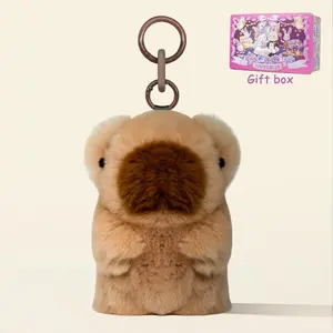 【BunnyLulu】Handmade Fluffy Animal PomPom Keychains/Pendants with Tin Box, Cute Gift for Girls & Women, Easter Basket Gift Idea