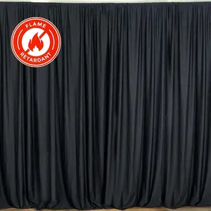 2 Pack 5ftx10ft Black Scuba Polyester Backdrop Drape Curtains, Durable Flame Resistant Event Divider Panels Wrinkle Free With Rod Pockets