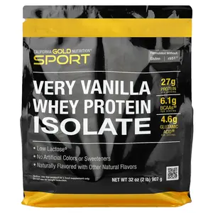 California Gold Nutrition Sport, Whey Protein Isolate with Organic Cane Sugar, with Sunflower Lecithin, Very Vanilla, 2 lb (907 g)