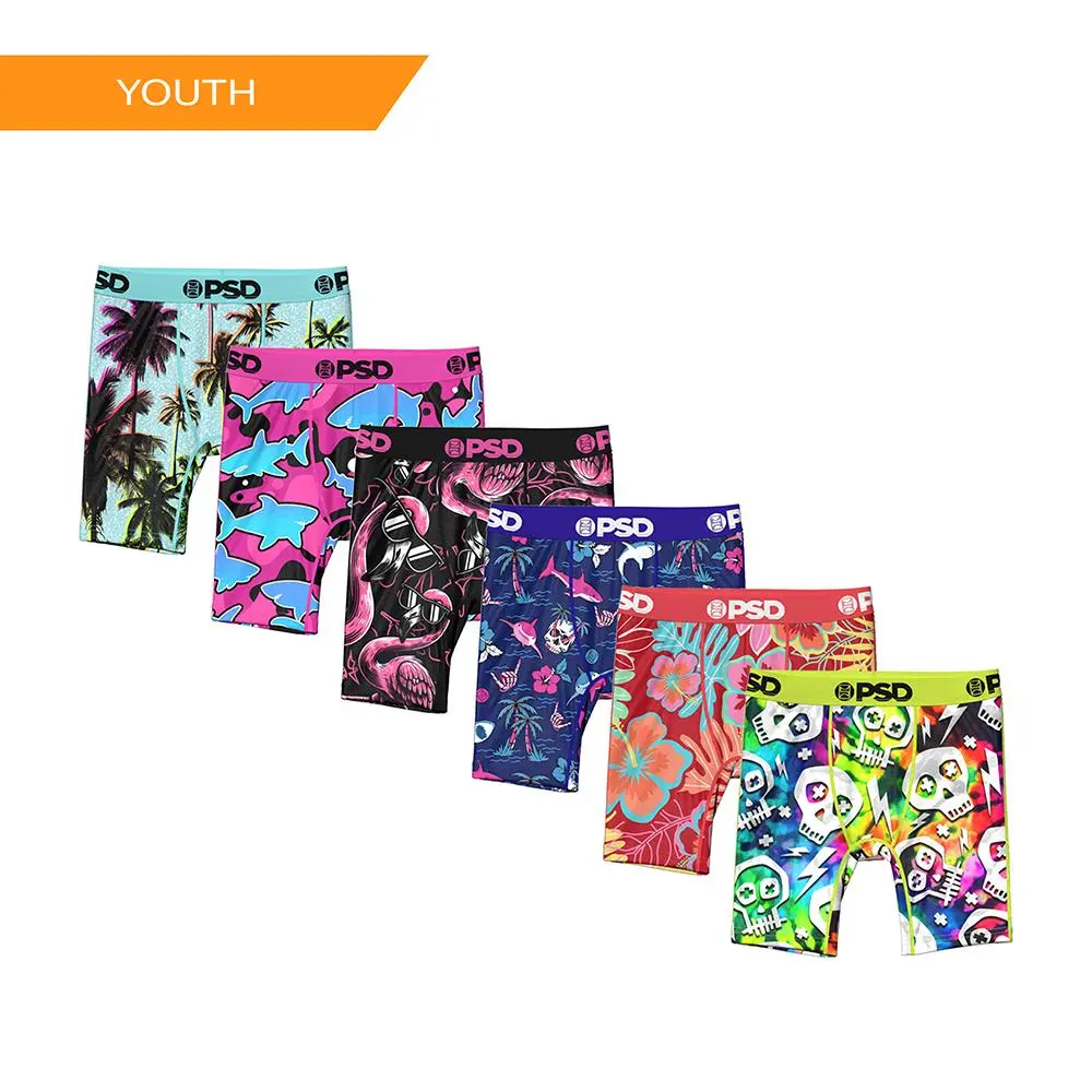 PSD Youth Boys Boxer Brief 6 Packs - Soft, Breathable and Stretchy Comfortable Underwear for Active Kids