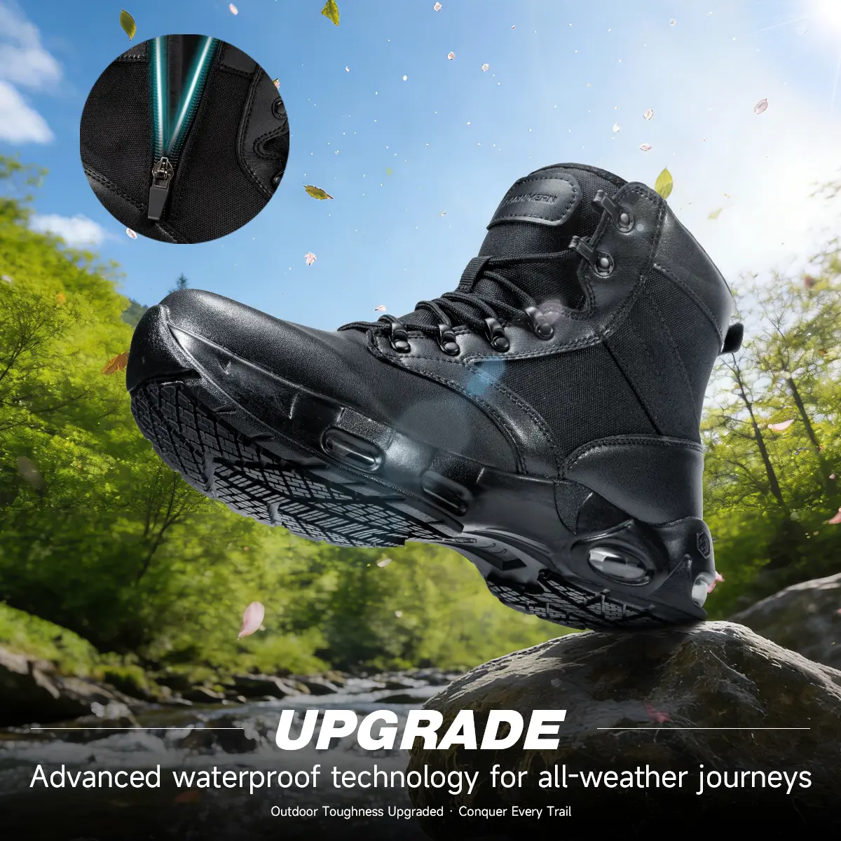 Hiking Non-Slip Waterproof High Boots Work shoes Safety shoes Lightweight and breathable Zipper for easy on and off boots Cushioning air cushion  long-term standing without tiring feet Hiking and climbing travel shoes #tiktokshopsummersale
