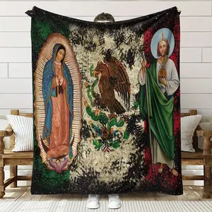 Our Lady of Guadalupe Virgin Saint Throw Blanket Soft Mexican Blanket for Couch Bed Office Camping Travel - Gift for Birthdays Christmas Easter Independence Mothers Fathers Day