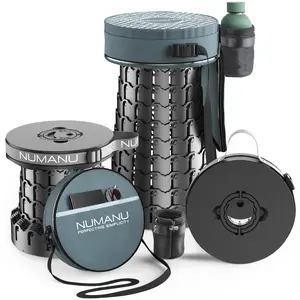 NUMANU 2026 Upgraded XXL Collapsible Stool & 3IN1 Cushioned Carry Bag, 2.7"-19.7" Height Adjustable, Max 1,000lbs Portable Retractable Telescoping Seat, Foldable Camping Stool for Adults