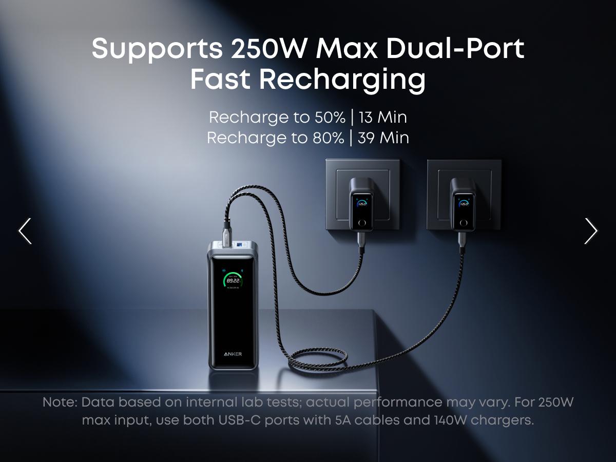 [Spotlight Live]  Anker Prime Power Bank, 26,250mAh 3-Port Portable Charger with 300W Max Output, Two-Way Charging, TSA-Approved, App Control, for MacBook, iPhone 17/16 Series, and More (Base Not Included)