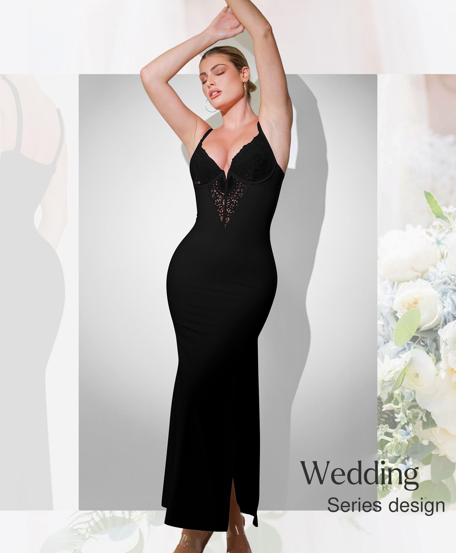 Popilush The Shapewear Dress Lace Slip Split Maxi Dress or Jumpsuit Summer Womenswear Casual Fit Comfortable Loose Lady Formal Spaghetti Strap Body-hugging Fit with Tummy Control Popilush The Shapewear Dress Lace Slip Split Maxi Dress or Jumpsuit Summer Womenswear Casual Fit Comfortable Loose Lady Formal Spaghetti Strap Body-hugging Fit with Tummy Control