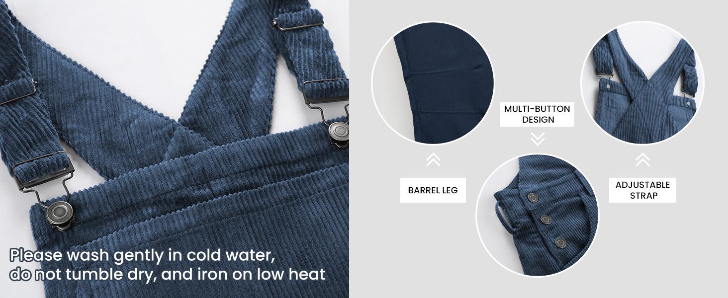 Yeokou Corduroy Overalls for Women Barrel Wide Leg Bib Corduroy Pants Women Adjustable Romper Jumpsuit with Pockets Yeokou Corduroy Overalls for Women Barrel Wide Leg Bib Corduroy Pants Women Adjustable Romper Jumpsuit with Pockets