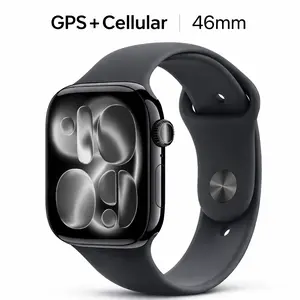 Apple Watch Series 11 (GPS+Cellular), Unlocked, 46mm Aluminum Case with M/L Black Sport Band, Jet Black