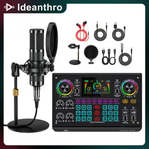 2026 New C200PRO-P15 Live Audio Mixer Soundcard  48V Digital Sound Card Dual DSP Chips High Sampling Rate Custom Effects Sing Along Instrument Reverb Digital Display Mute RGB Light TikTokshopBlackFriday