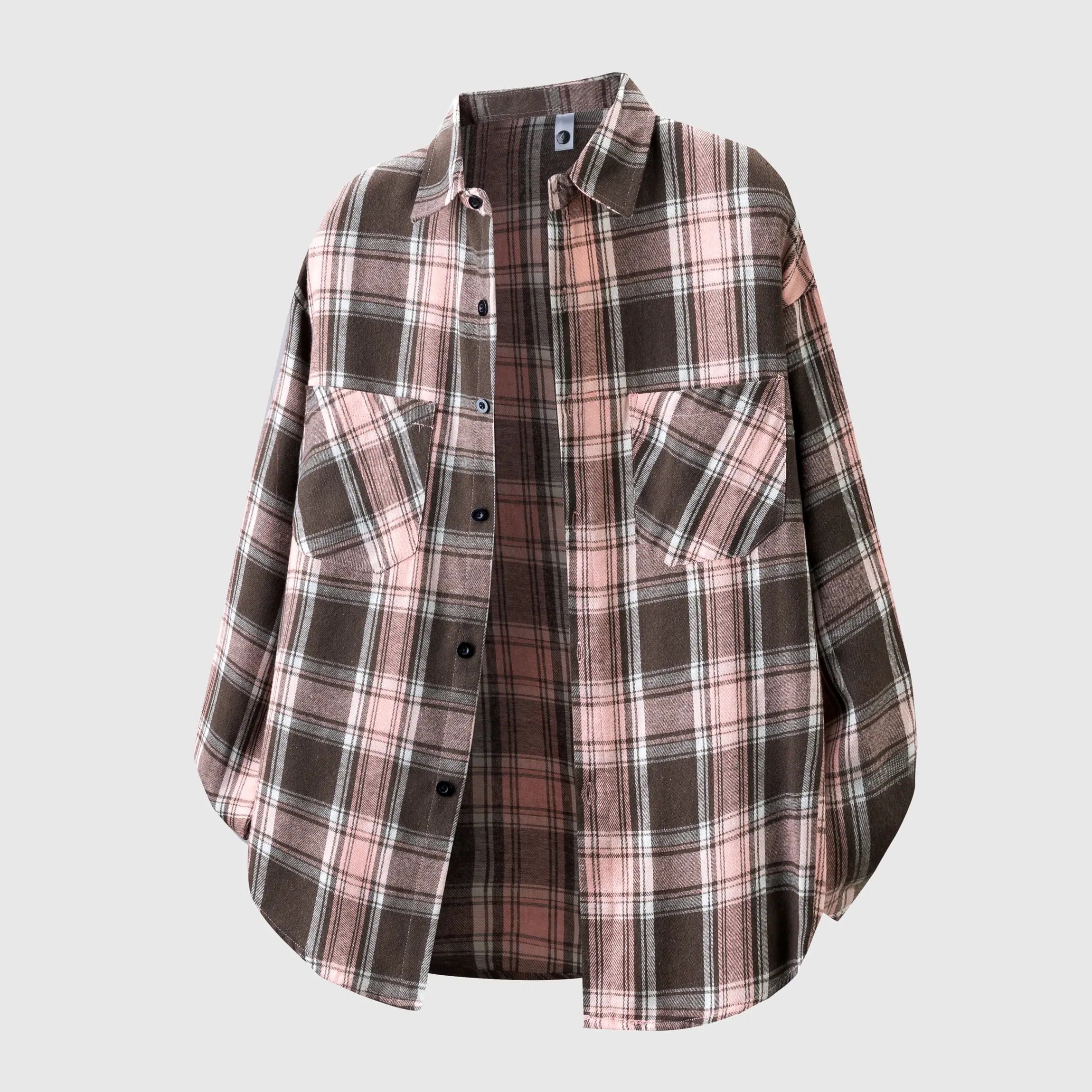 Women’s Oversized Plaid Flannel Shirt Jacket – Casual Long Sleeve Button Down Shacket, Streetwear Layered Top with Pockets