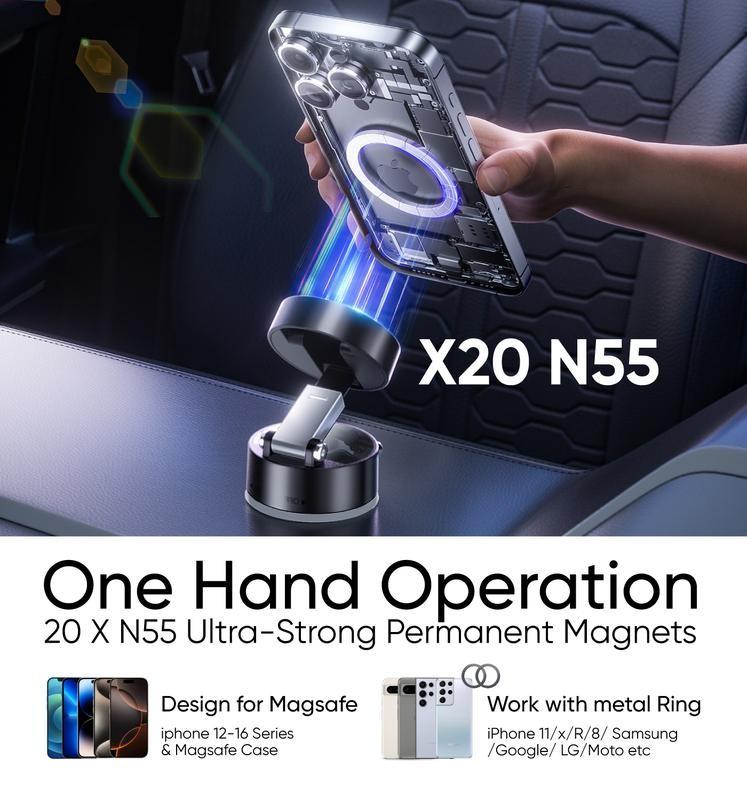 Double Sided Suction Cup Magnetic Bracket Lazy Multi-Funct Foldable Storage Car Phone Holder Vacuum Suction Phone Holder
