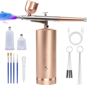 Airbrush Kit With Compressor - 48PSI Rechargeable Cordless Non-Clogging High-Pressure Air Brush Set with 0.3mm Nozzle and Cleaning Brush Set for Nail Art, Makeup, Painting, Cake Decor - Gift, Adjustable