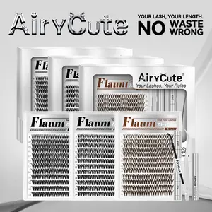 Flaunt & Short Flaunt & Brown Flaunt| AiryCute Upgrade U Lashes with Ultra-Dense, Waterproof, Long-Lasting Lashes | Flora | Natural Daily, Volume Style | Beginner-Friendly DIY Lashes for a Flawless, Voluminous Look | Trendy & Must-Have Clusters