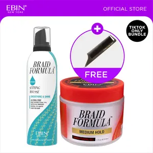 EBIN Braid Formula Conditioning Gel (Medium Hold) + Braid Formula Setting Mousse (Smoothing & Shine - Menthol) Bundle with FREE Pintail Parting Carbon Comb | Holding, Moisturizing, High shine