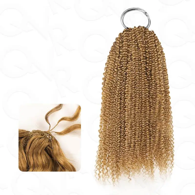QVR Afro Kinky Curly Ombre #27 Human Crochet Hair Afro Kinky Curly Machine Made Feather Crochet Hairstyle
