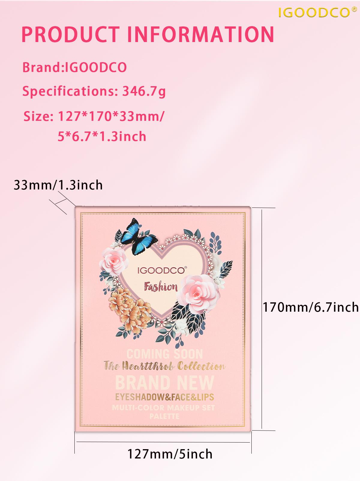 IGOODCO Ig3057-1Pcs 5-Page Book Eyeshadow Palette High Gloss Matte Makeup Color Eye Shadowplate 78 Vibrant Shades Compact Glitter Palette