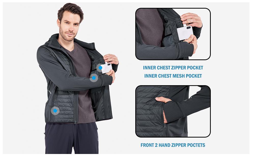 baleaf Men's Lightweight Warm Puffer Jacket Winter Down Jacket Thermal Hybrid Hiking Coat Water Resistant Packable Fabric Menswear