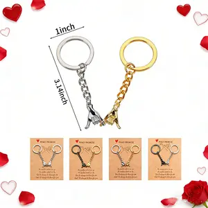 2Pcs Pinky Promise Couple Keychains - Cute Matching Valentine's Day Gift for Him/Her, Long Distance Relationship Gift for Boyfriend Girlfriend, Best Friend Anniversary Birthday Jewelry Gift