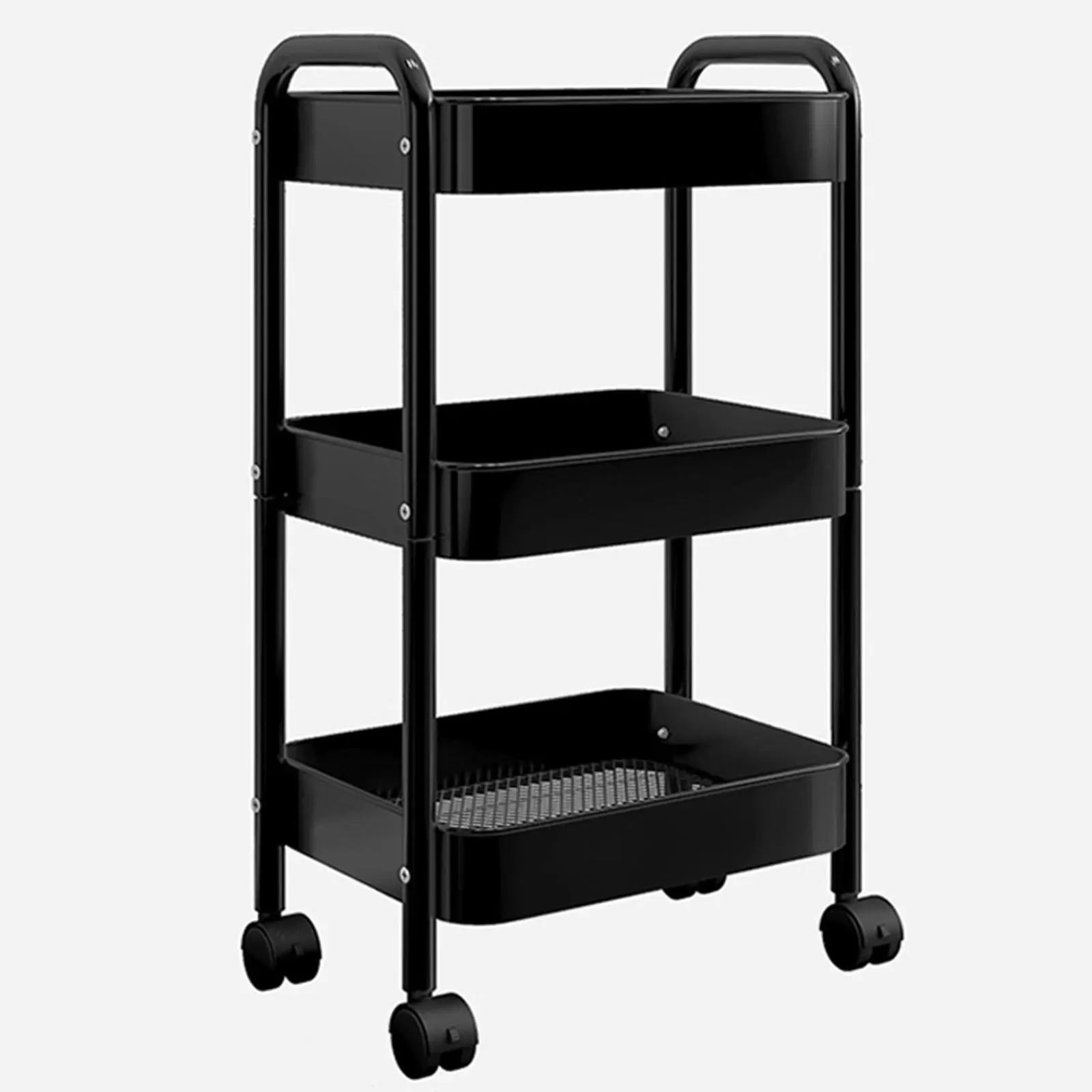 3-Tier Heavy-Duty Carbon Steel Rolling Universal Utility Cart, 55LBS/Shelf Vertical Storage Rack Racks with 360° Wheels Utility Carts for Home Kitchen & Living Room Organization,home decor
