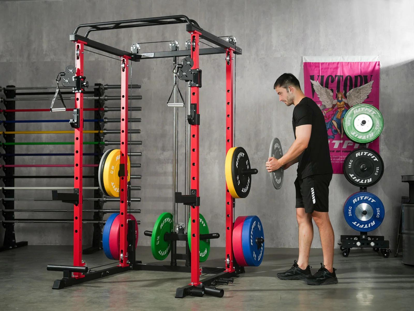 RitFit P3 Power Cage 1200lbs with Smooth Cable System & Aluminum Pulleys Multifunctional Workout Station Home Exercise Machine RitFit P3 Power Cage 1200lbs with Smooth Cable System & Aluminum Pulleys Multifunctional Workout Station Home Exercise Machine