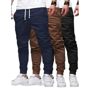 3pcs Solid Color Drawstring Men's Regular Fit Jogger Sweatpants With Pockets, Chic And Trendy Trousers