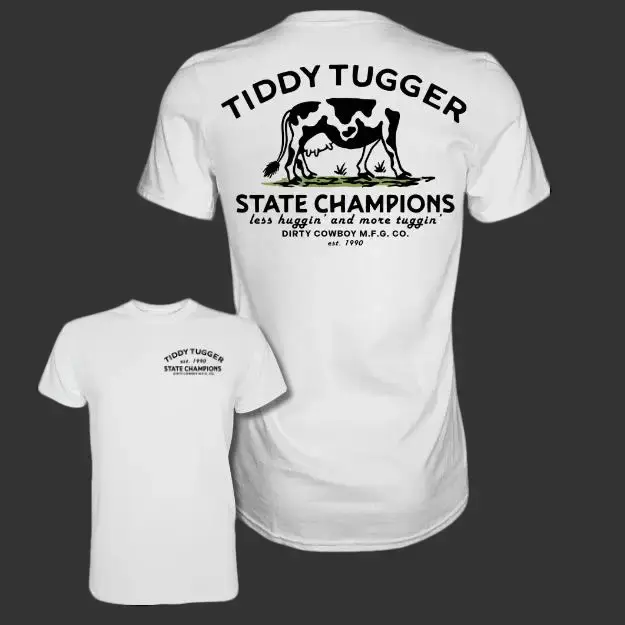 Men's Short-Sleeve Round Neck Cotton Tshirt - Tiddy Tugger State Champions Dark Humor Graphic Tee, Casual Streetwear Menswear Top, Shortsleeve
