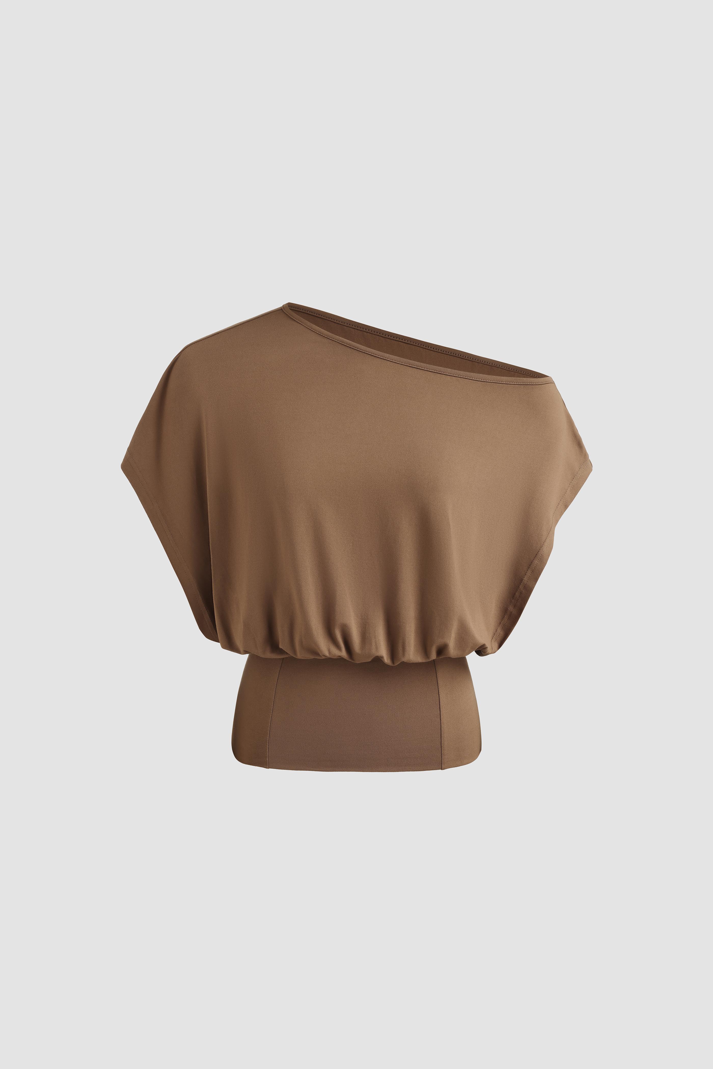 Elengatine Women's Off-Shoulder Crop Top - Soft Stretchy Slim-Fit Short-Sleeve Fashion Apparel with Open Underarm, Side Split, Hidden Button Closure, Cute Going Out Shirts for Summer Streetwear Stylish Women's Wear