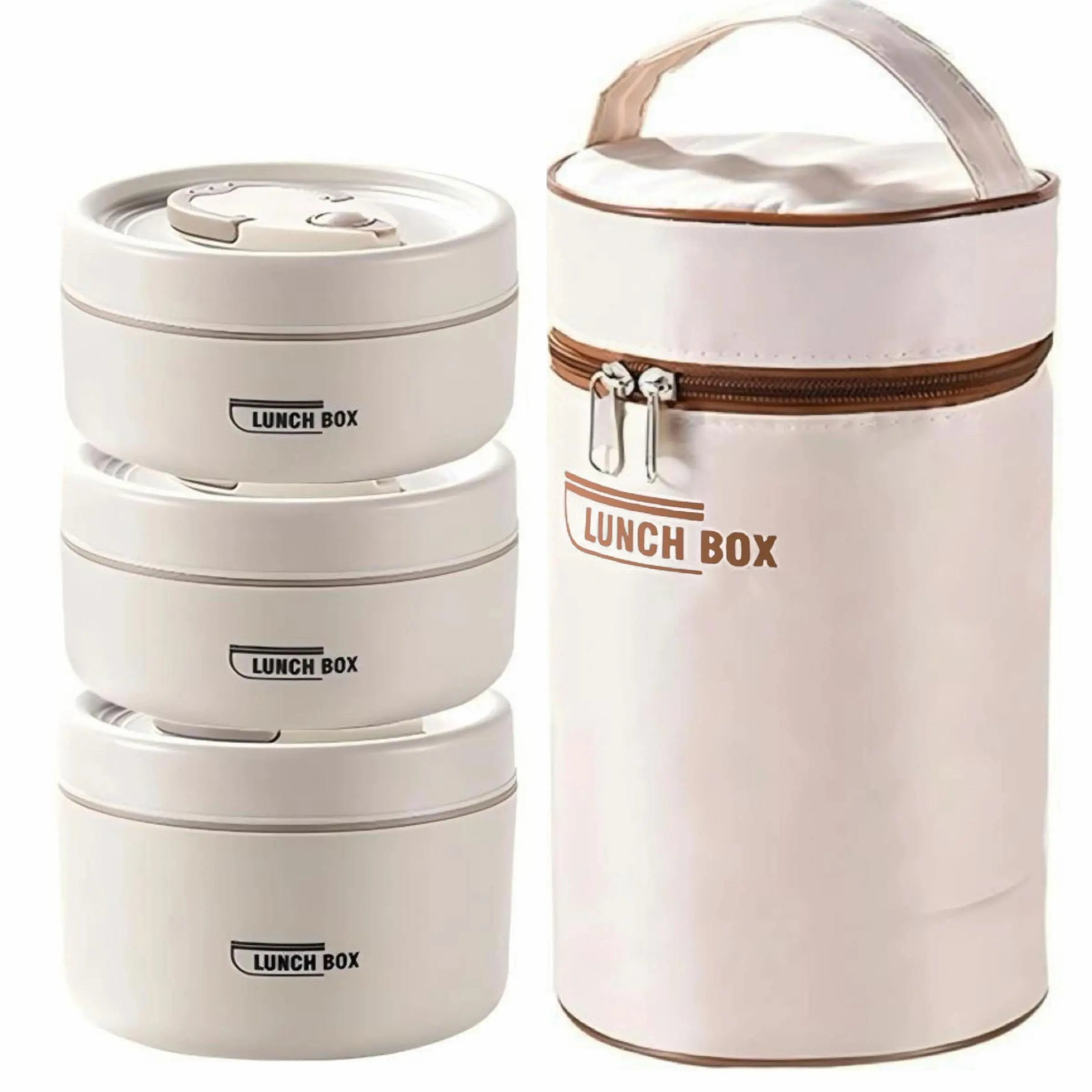 Portable Insulated Food Lunch Container Set, Insulated Lunch Containers, 3-Count Thermal Storage Lunch Boxes & 1-Count Insulated Bag, Separate Stackable Design for Adults & Kids, Lunchbox Cooler, Meal Prep Lunch Box