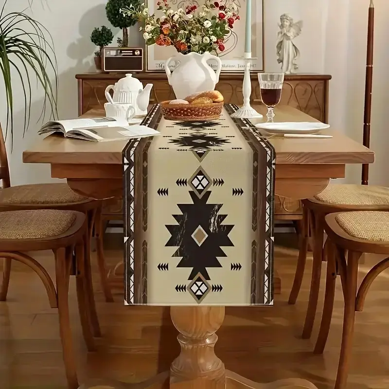 1/5/7 pieces Bohemian style Southwest, Native American Indigenous dining mat table flag set Boho Placemats Kitchen Decorative Placemat - suitable for rectangular tabletop decoration in kitchen, dining & living rooms, wedding banquets, gatherings & parties