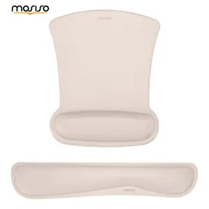 MOSISO Wrist Rest Support for Mouse Pad & Keyboard Set, Ergonomic Mousepad Non-Slip Base Home/Office Pain Relief & Easy Typing Cushion with Neoprene Cloth & Raised Memory Foam