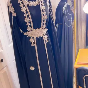 Turkish Caftan with Embellished Floral Design and Elegant Beaded Accents for Special Occasions
