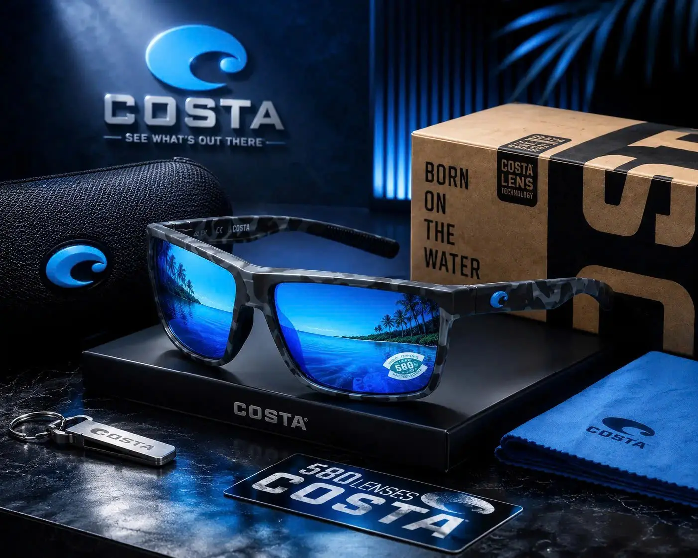 Costa Del Mar Rinconcito Polarized Sport Sunglasses - Full Box, UV Protection, Men's Eyewear for Fishing, Driving