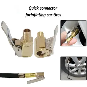Tire Air Chuck with Clip Adapter Brass Locking Inflator Hose Connector for Car Vehicle Automotive Tire Inflator Nozzle