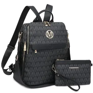 Women Fashion Backpack Purse PU Leather Convertible Medium Ladies Rucksack Travel Shoulder Bags Handbag and Purse 2Pcs