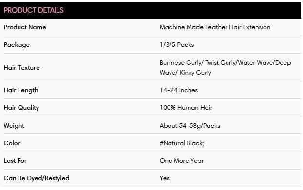 QVR Seamless Burmese Curly Feather Crochet Hair Highlight #P4/27 Machine Made Human Hair Extensions